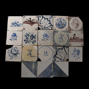 Post Medieval Dutch Glazed Ceramic Tile Group