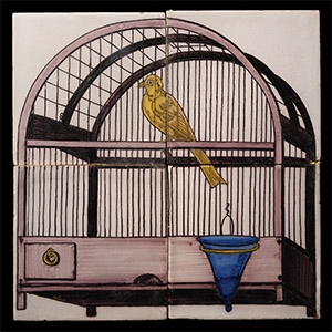 Post Medieval Dutch Glazed Ceramic Canary Tile Set