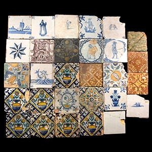 Post Medieval Dutch Glazed Ceramic and Other Tile Group