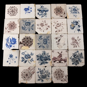 Post Medieval Dutch Glazed Ceramic Tile Group