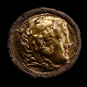 Gold-Foiled Alexander the Great Coin Brooch