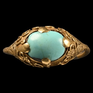 Medieval Period Gold Ring with Turquoise Cabochon
