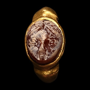 Gold Ring with Carnelian Cameo of Eros
