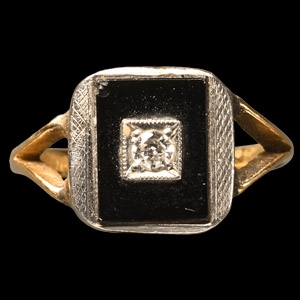 Post Medieval Gold Memorial Ring with Diamond