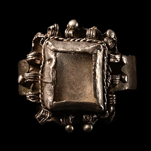 Medieval Silver Ring with Crystal Inlay