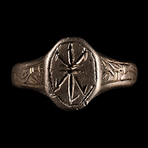 Medieval Silver Stirrup-Shaped Ring with Motif