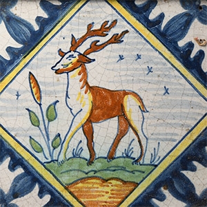Post Medieval Dutch Ceramic Tile with Stag