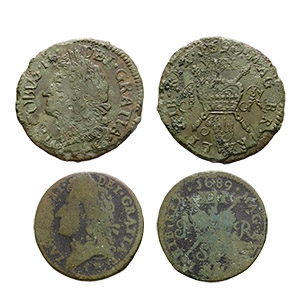 British Milled Coins - James II - Gun Money AE Halfcrown and Shilling [2]