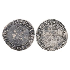 English Tudor Coins - Elizabeth I - 1595 - AR Sixpence