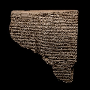Large Western Asiatic Micro Cuneiform Clay Tablet Fragment Bearing a Religious List of Divination