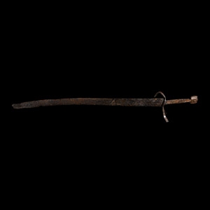 Medieval Iron Schiavonesca Type Sword with Latten Inlaid Crosses