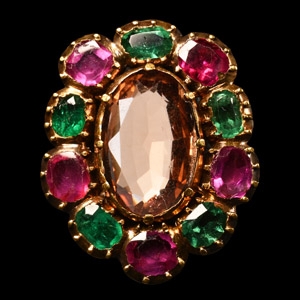 Post Medieval Gold And Gemstone Brooch