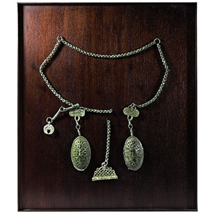 Viking Bronze Borre Style Tortoise Brooch Set with Pendants
