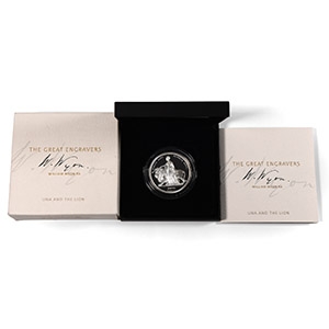 English Milled Coins - Elizabeth II - 2019 - Cased RM Proof 2oz Silver Una and Lion 5 pounds [numbered 100]