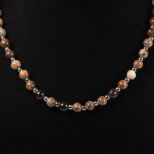 Natural History - Plesiosaur Fossil Bone Bead Necklace String