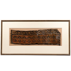 Large Framed Coptic Wool Garment Fragment with Dancing Nymphs
