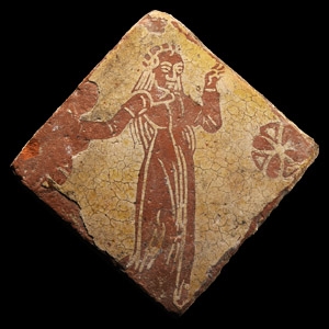 Medieval Glazed Ceramic Tile With a Dancing Figure