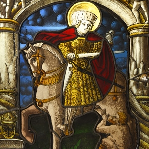 Stained Glass Panel With Saint Martin on Horseback