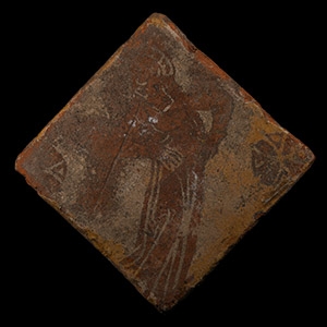 Medieval Glazed Ceramic Tile With a Dancing Figure