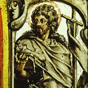 Medieval Stained Glass Panel with Christ Triumphant