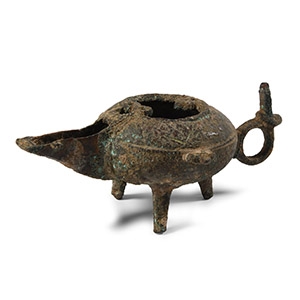 Medieval Period Eastern Bronze Oil Lamp