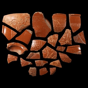 Roman Thames Decorated Samian Ware Pottery Collection