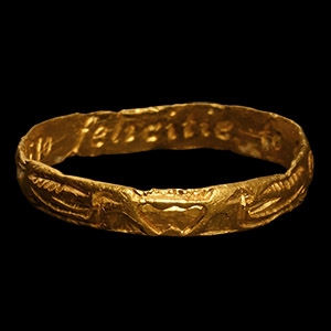 Post Medieval Gold No Felicitie to Constancie Decorated Posy Ring