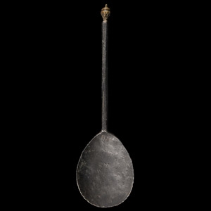 Medieval Thames Pewter Spoon with Brass Knop