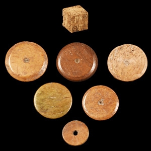 Roman Thames Bone Gaming Piece and Dice Group