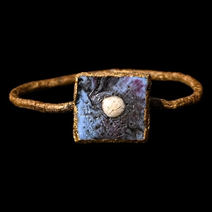 Medieval Thames Bronze Ring with Blue Setting
