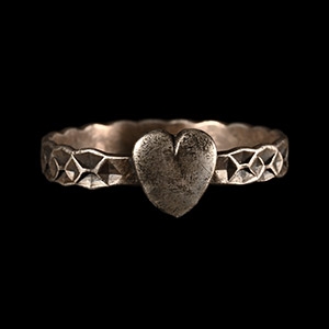 Post Medieval Silver Love Ring with Heart