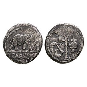 Ancient Roman Imperatorial Coins - Julius Caesar - Elephant AR Plated Denarius