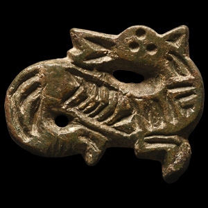 Frankish Bronze Beast Facing Back Plate Brooch