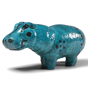 Egyptian Style Blue Glazed Hippopotamus