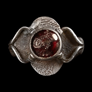 Sassanian Style Silver Ring with Gemstone