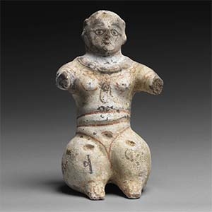 South Arabian Inscribed Ceramic Female Statuette