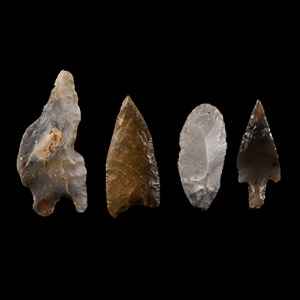 Stone Age British Neolithic Flint Arrowhead Group