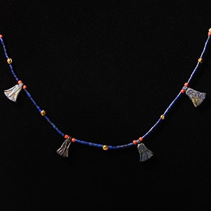 Lapis Lazuli Necklace with Papyrus Flower Amulets