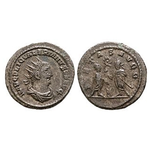 Ancient Roman Imperial Coins - Valerian I - Emperors Sacrificing AR Antoninianus