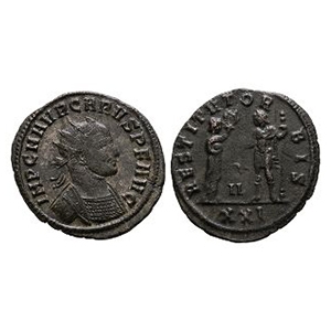 Ancient Roman Imperial Coins - Carus - Emperor Crowned AE Antoninianus