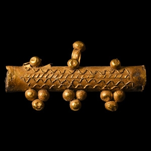 Roman Gold Amulet Case with Granular Decoration