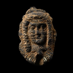 Phoenician Blue Glass Bifacial Lady in the Window Type Pierced Disc