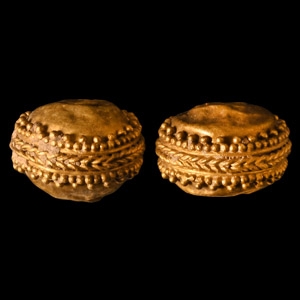 Hellenistic Gold Beads with Granular Decoration
