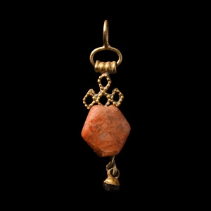 Western Asiatic Gold and Bead Pendant