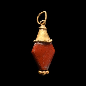Western Asiatic Gold and Bead Pendant