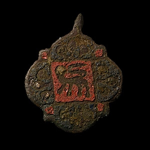 Medieval Bronze Knights Heraldic Horse Harness Pendant with Royal Lion