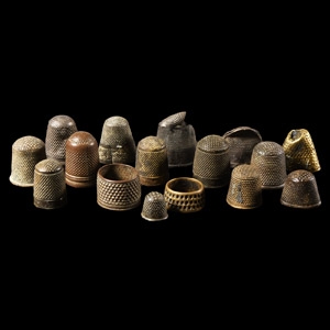 Post Medieval Thames Bronze and Silver Thimble Group