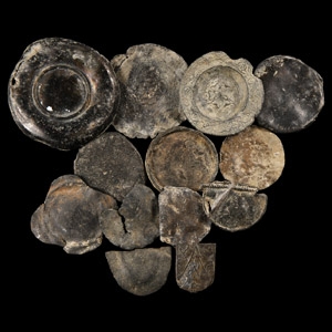 Tudor and Later Thames Lead Toy Dish and Plate Group