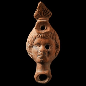 Roman Terracotta Oil Lamp with Face