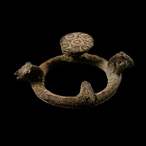 Iron Age Celtic Bronze Strap Junction with Animal Heads
